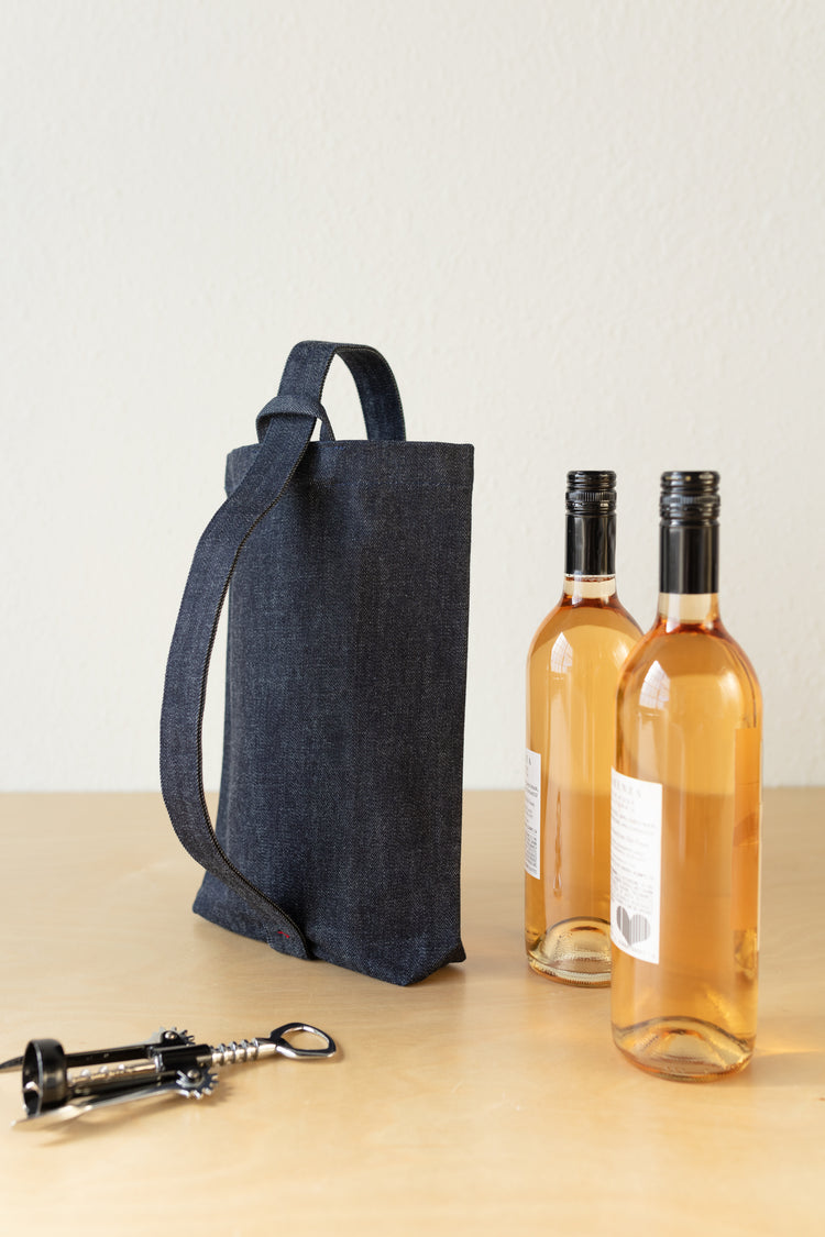 Denim wine bag