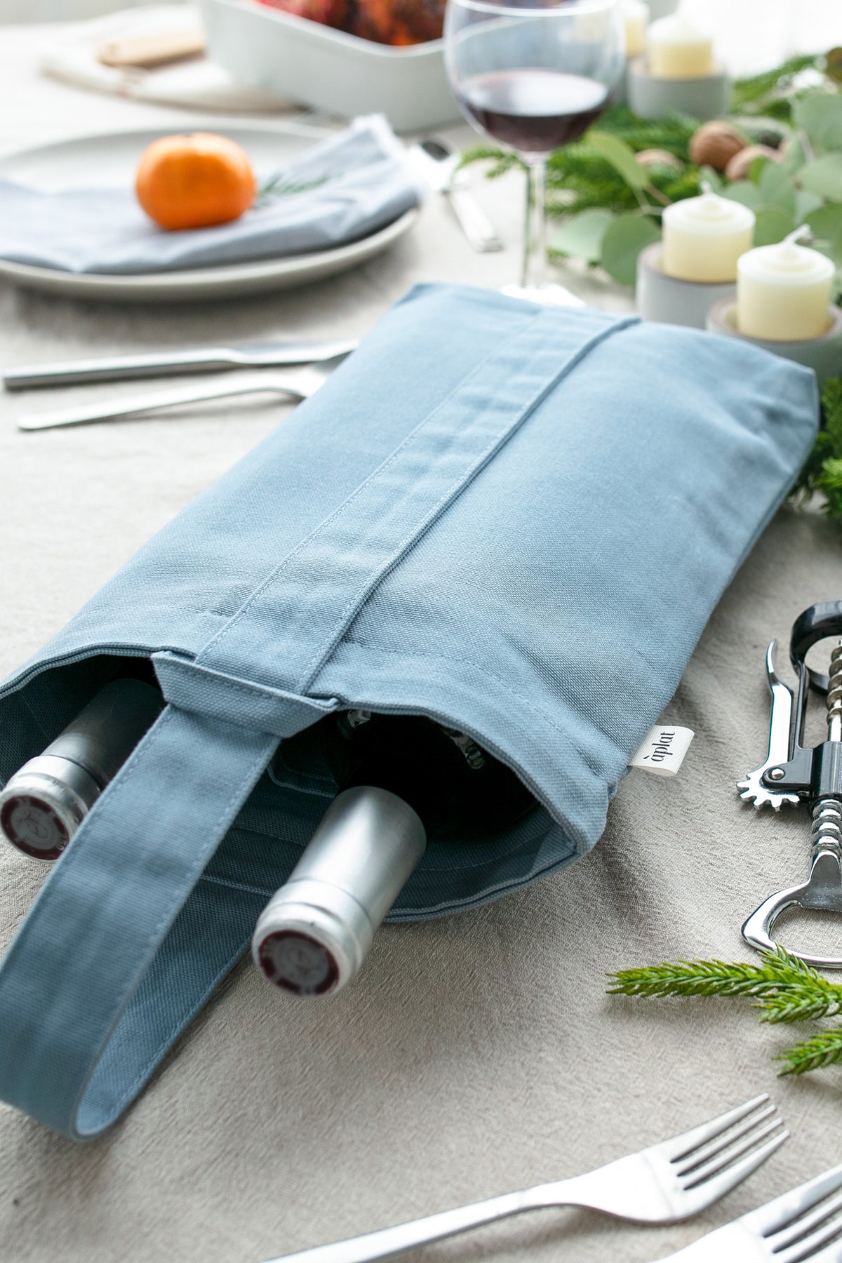 denim wine bottle holder